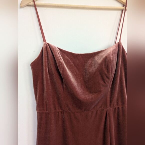 Jenny Yoo Quinn Elegant Velvet Spaghetti Strap Bridesmaid Dress Rose - Picture 3 of 16